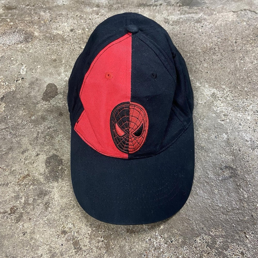 Vintage Y2K Spider-Man 3 Cap Strap Back Adjustable Red Black Colorblock Marvel